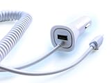 Samsung Galaxy S7 S6 Note 4 5 New White Car Charger - Dual USB Port 6 Foot Coiled Cord 5v / 2.4 Amp Compatible with Motorola LG HTC Samsung