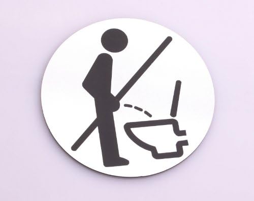 Bathroom Self-adhesive Sign with Metal Look & Instructional Image Do Not Urinate While Standing