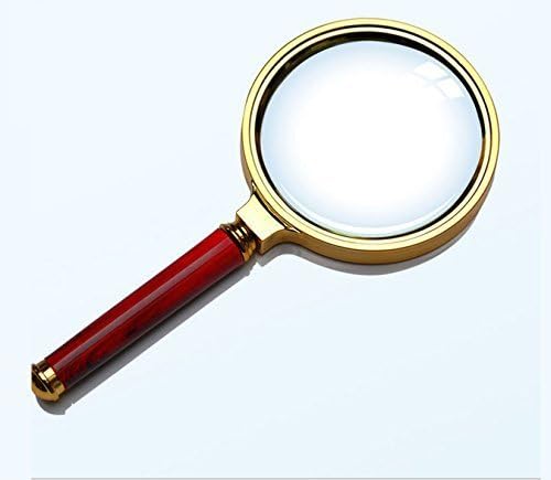 Tumao Handheld 80mm 10X Magnifier Magnifying Glass Loupe with Redwood Handle and Metal Lens Holder for Reading Jewelry Repair (10X)