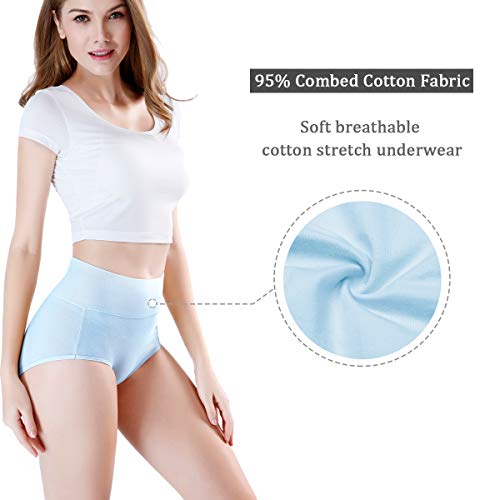 image for wirarpa Women's 4 Pack Cotton Underwear High Waisted Full Coverage Bri