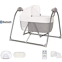 HOMESROP Electric Stand Children Rocking Hammock，Crib Cradle Auto Rocking Chair Sleep Bed, Rocking Music Remoter Control Sleeping Basket Bed Swing (Gray，0-36 Months)