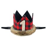 Lumberjack Baby Crown, Fuax Fur Lumberjack Crown for Baby First Christmas Baby First Birthday Camping Lumberjack Themed Birthday Party Supplies