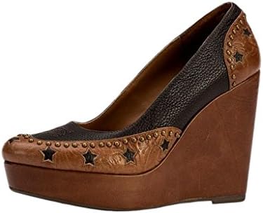 YK Branded Western Shoes Women Stars at Night Saddle Brown 111