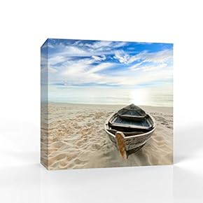 Canvas Wall Art Seaside at Dusk Pictures Home Wall Decorations for Bedroom Living Room Paintings Canvas Prints Framed - 12x12 inches