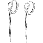 SLUYNZ 925 Sterling Silver Hoop Earrings Chian for Women Teens Huggie Earrings Dangling