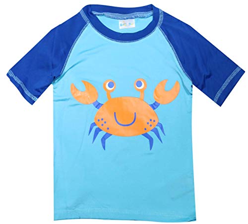 Sweet & Soft Baby Boys 4-Piece Rash Guard and Trunk Swimsuit Set (Infant/Toddler) (Crab, 24 Months)'