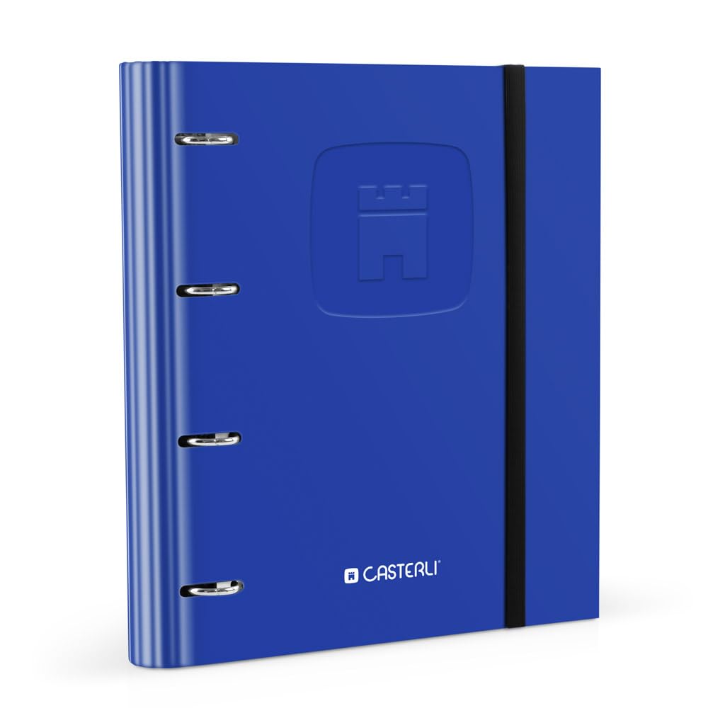 Casterli 72992 – 4 Ring Binder Die-Cut Basic Colour, Matte Lined Cover, Size 320 x 275 x 40 mm, Assorted Colours, 40 mm Rings (Blue)