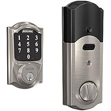 Schlage Connect Smart Deadbolt with Camelot trim in Satin Nickel, Zigbee Certified - BE468GBAK CAM 619