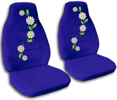 2 dark blue daisy car seat covers for a 2000 Honda Civic.