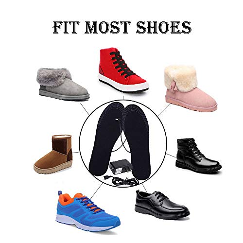 Heated Boot Insoles Velvet Surface Heated Insoles Battery Rechargeable Electric Heating Feet Warmer for Winter Skiing Walking Batteries Boot (B-for man)