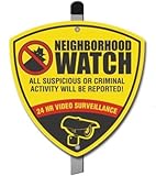 Neighborhood Watch Reflective CCTV Surveillance Camera Warning Alarm Yard Sign. DON'T FALL VICTIM to thieves and burglars!