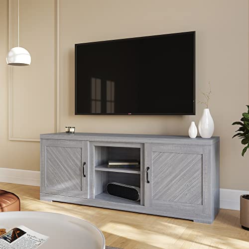 BELLEZE Modern Farmhouse TV Stand & Media Entertainment Center Console
