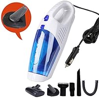 KoHuiJoo Car Vacuum Cleaner, High Power Handheld Vacuum Cleaner for Car Cleaning, DC 12V 4000pa Multifunctional Portable Corded Auto Vacuum Cleaner with 14.7Ft Cable (White Blue) ...