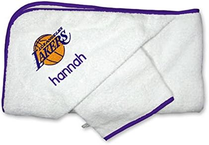 Designs by Chad and Jake Baby Personalized Los Angeles Lakers Hooded Towel Set One Size White