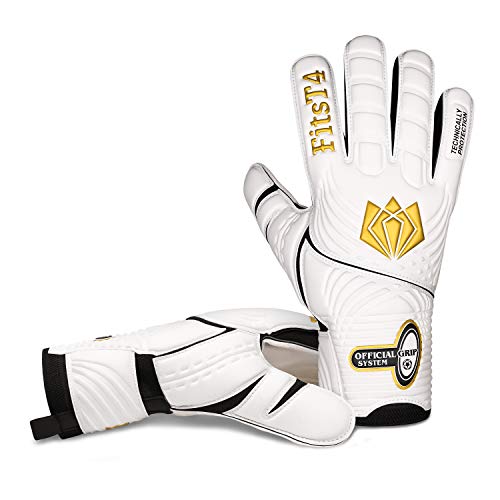 FitsT4 Goalie Goalkeeper Gloves with Fingersaves & Super Grip Palms Soccer Goalkeeper Gloves for