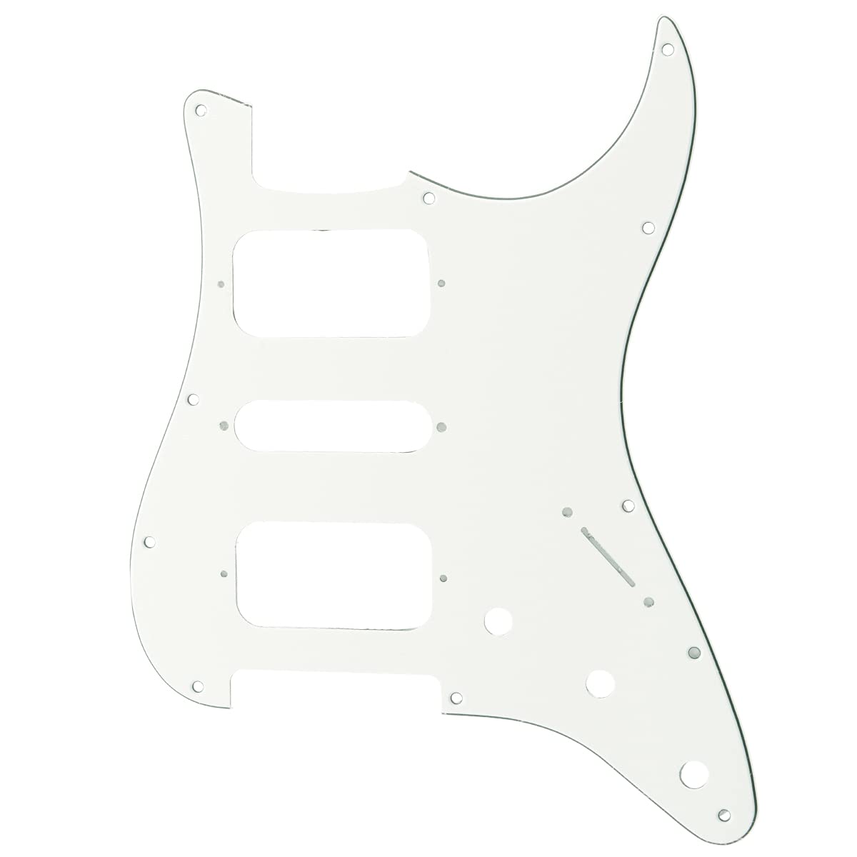 Musiclily Pro 11 Holes Round Corner HSH Strat Pickguard for American/Mexican Fender Standard Stratocaster Electric Guitar, 3Ply White
