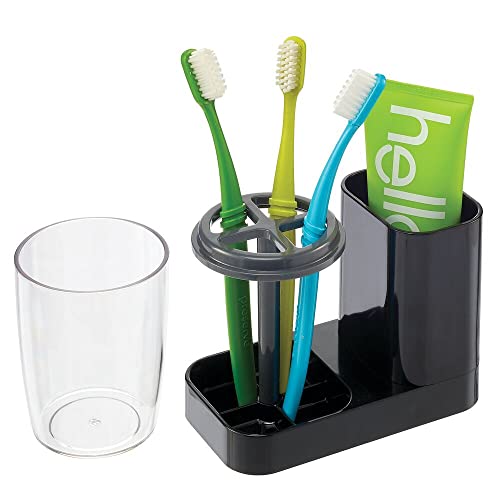 mDesign Modern Plastic Bathroom Vanity Countertop Toothpaste