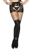 Elegant Moments Queen Size Diamond Net Opaque Suspender Pantyhose - Black - Queen Size
