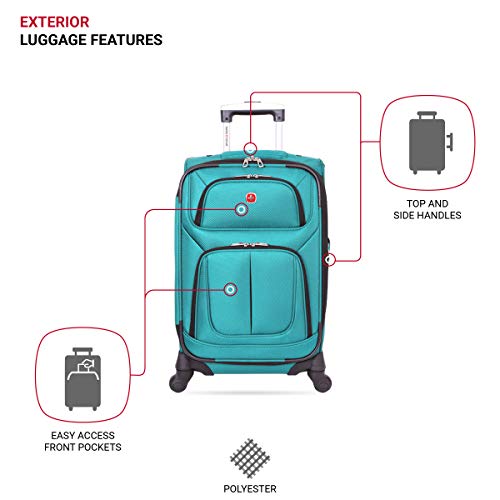 SwissGear Sion Softside Expandable Roller Luggage, Teal, CarryOn 21