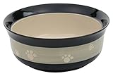 PapwPawz Stoneware Paw Imprinted Pet Feeding Bowl