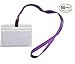 id Badge Holder,Badge Holder Id Card Holders Waterproof Type Clear Plastic Horizontal Name Tag Badge Id Card + Purple Lanyard (50)