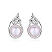 Stunning Flawless Pearl Stud Earrings & Silver Chain Pendant Set| Impeccable Quality Natural, Flawless Freshwater Pearl & 925 Sterling Silver| The Most Unique Fashion Jewelry Set (2 | Pink Pearls)