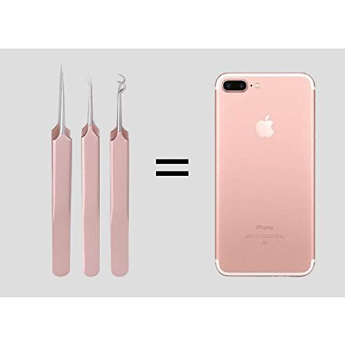 BUVE Blackhead Remover Needles Tweezers Acne Stick Pimple Spots Blemish Comedone Extractor Removal Tool Kit Stainless Steel Facial Cleaning Skin Care with Metal Case - Thumbnail 7