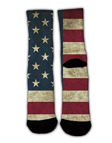 Men Women Cotton Sock Moisture Wicking Quater Ankle Sock Gym Cycling Work Compression Non Slip Athletic Novelty Vintage American Flag Socks