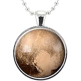 CellsDividing Pluto Love Heart Necklace, Science Gifts For Women, Galaxy Planet Jewelry, Solar System Pendant