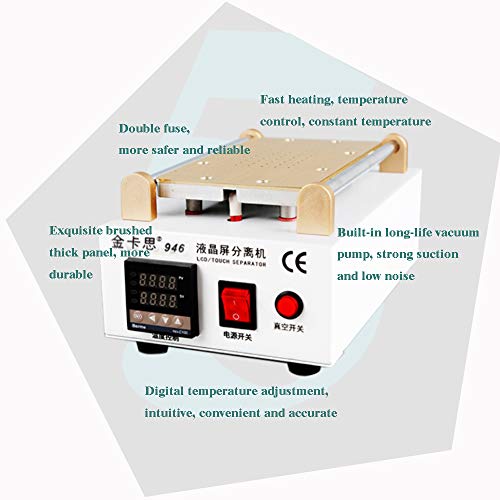 Kaisi Phone Screen Separator Machine, Professional 7-in Cell Phone Screen Repair Tool Touch Screen Digitizer Removal Cell Phone LCD Glass Plate Build-in Pump Vacuum Repair LCD Screen for Smart Mobile - Thumbnail 4