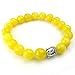 KONOV Natural Energy Stone Beads Gemstone Mens Womens Bracelet, 10mm Buddha Mala, Yellow Silver