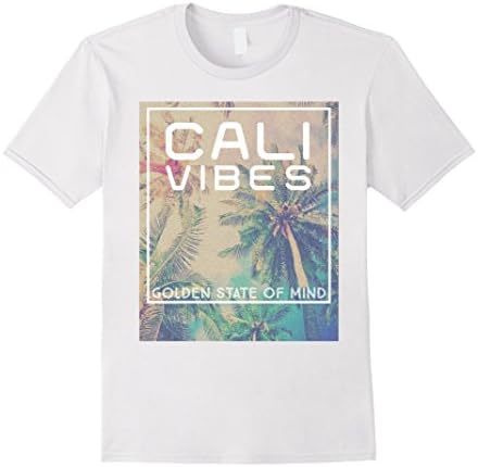 Mens Cali Vibes California Golden State Of Mind Palm Tree T-Shirt Medium White