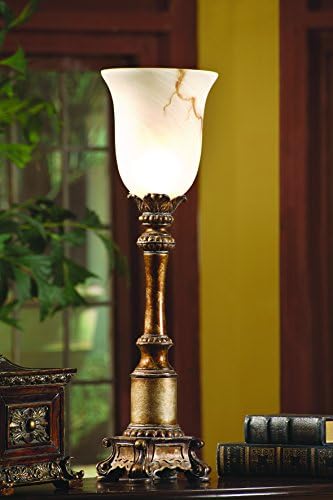 Sanders Gold Finished Table Torchiere Lamp 31 Inches Tall 9 Inch Glass Shade