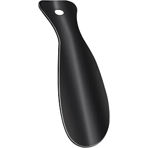 YOLCAR Metal Shoe Horn, 7.28 Inch Portable Shoehorn for Travel and Daily Use, Black