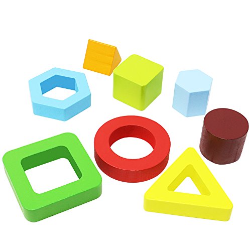 Toyssa Wooden Educational Sorting Stacking Toy Shapes Sorter Geometric Block Stack Sort Puzzle Board Games for Kids Baby Preschool Toddler - Thumbnail 2
