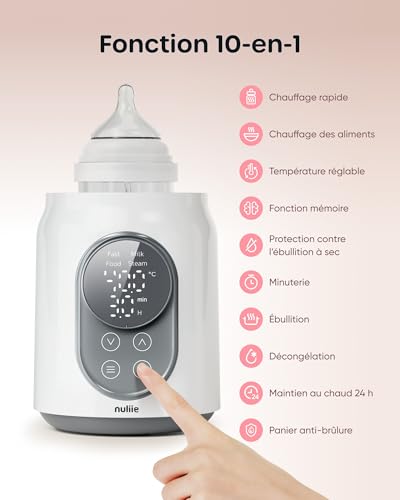 Nuliie 10 in 1 Fast Electric Sterilizer for Breast Milk or Formula with Digital Timer Intelligent Temperature Control and Automatic Shut-off, 220V