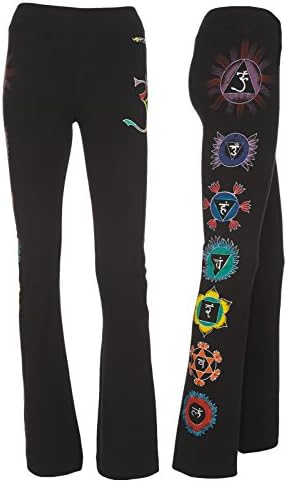 Yogamasti Womens Chakra Hand Painted Yoga Pants Black US12/ EU42/ UK14
