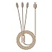 Yafeite USB Charging Cable for iPhone Type-C Android can be Charged for Different Devices at The Same time 3 in 1 Nylon Braided Gold (3.9 feet)