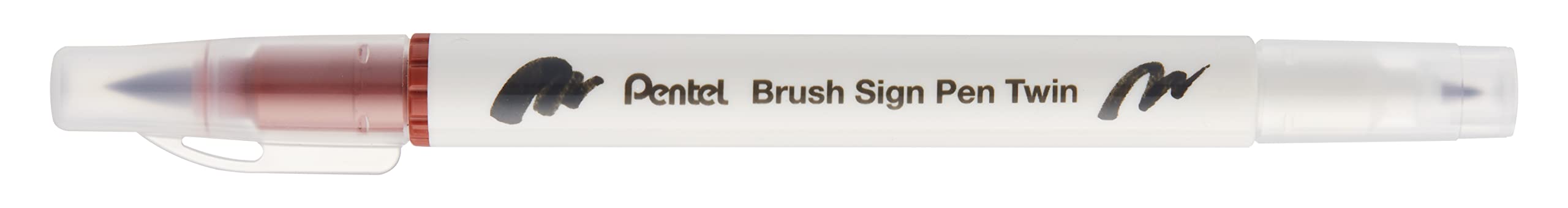 Pentel Brush Sign Pen Twin Tip Brown - Pack of 10