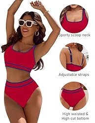 BMJL Womens Tummy Control Swimsuit High Waisted Two
