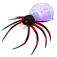 Sizonjoy 4 Ft Halloween Inflatable Spider Decoration,Projection Kaleidoscope LED Lights Spider Decorations for Home Yard Lawn Garden Indoor Outdoor
