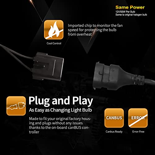 Autech H11/H9/H8 LED Headlight Bulbs, 110W 22000 Lumens 600% Brightness 6000K LED Headlights Conversion Kit Light Bulb IP68 Waterproof, Pack of 2 (V3-H8/H9/H11)