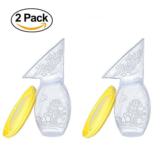 Discover Bargain Silicone Breastfeeding Manual Breast Hand Pump Breastmilk Suction Saver with Yellow Lid 2 Pack