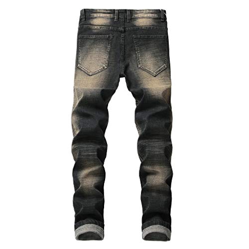 Classic Jeans Mens Printed Denim Pants Vintage Wash Hip Hop Work Trousers Pants
