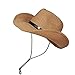 TINKSKY Cowboy Sun Hat Wide Brim Hat Summer Beach Straw Cap Foldable Caps (Khaki)