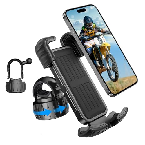 Marspeeder Upgraded Bike Motorcycle Phone Mount, Bicycle Phone Holder with Soft Cushion & Adjustable Metal Clip Compatible with 4.7''-6.8'' Phone