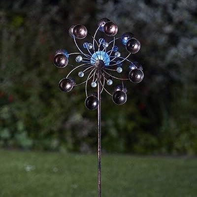 Garden Mile Venti Solar Powered Wind Spinner Ground Stake Garden Ornament
