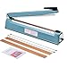 Metronic 16inch/400mm Manual Impulse Manual Hand Sealer Heat Sealing Machine Poly Tubing Plastic Bag with 2 Replacement Kit Blue primary