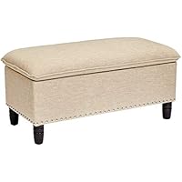 First Hill Genova Fabric-Upholstery Pillow-Top Storage Ottoman Bench, Breezy Beige