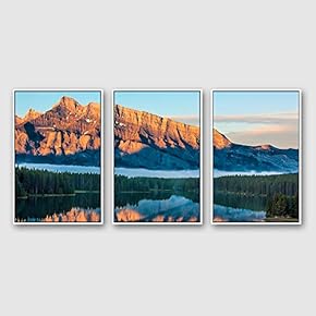 Framed Canvas Wall Art for Living Room, Bedroom Beautiful Nature Norway Landscape Canvas Prints for Modern Home Decoration Ready to Hang - 16"x24"x3 Panels
